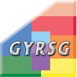 The Gay York Region Social Group logo: A symbolic map of the region using rainbow colours to represent the nine municipalities of Aurora, East Gwillimbury, Georgina, King, Markham, Newmarket, Richmond Hill, Vaughan and Whitchurch-Stouffville